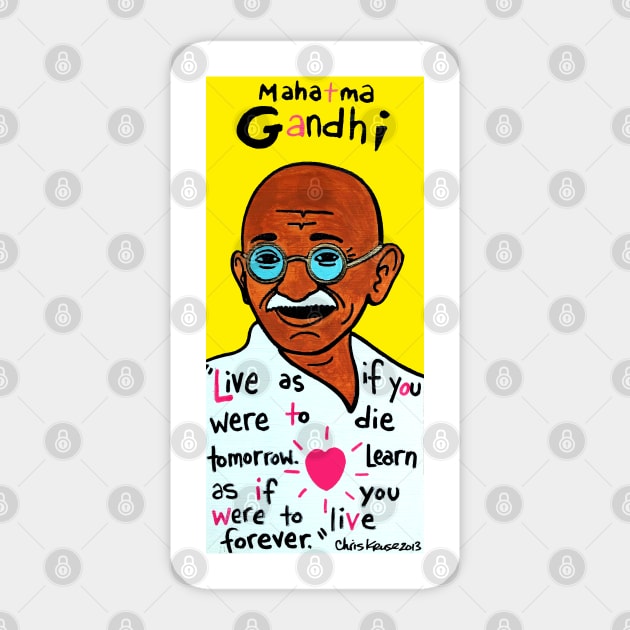 Mahatma Gandhi pop folk art Sticker by krusefolkart